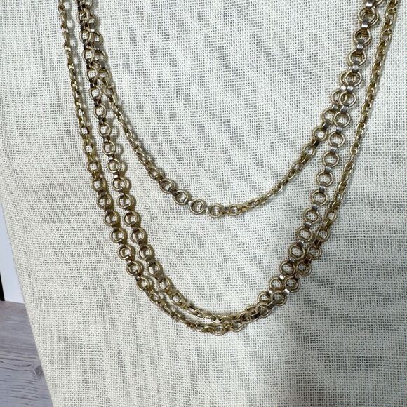 Vintage Rope Length Long Unique Chains Necklace Book Chain Chunky 88” Gold Tone - Picture 8 of 8